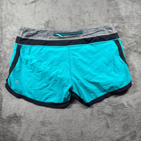 Lululemon Women Shorts Speed Up Groovy Run Running Sea Foam Black Size 10 G306 - Picture 2 of 8